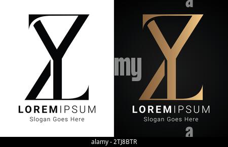 Luxury Initial ZY or YZ Monogram Text Letter Logo Design Stock Vector