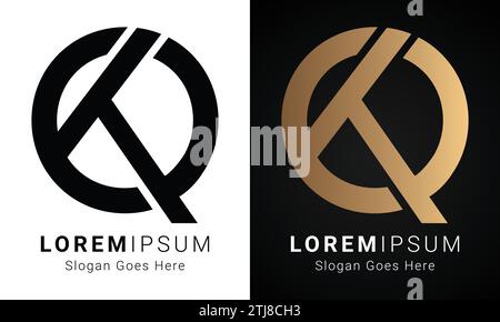 Luxury Initial QK or KQ Monogram Text Letter Logo Design Stock Vector