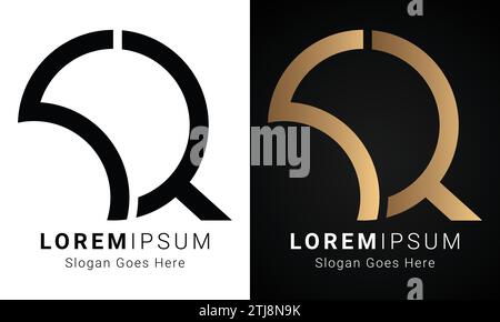 Luxury Initial QK or KQ Monogram Text Letter Logo Design Stock Vector