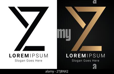 Luxury Initial ZY or YZ Monogram Text Letter Logo Design Stock Vector