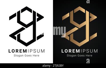 Luxury Initial ZY or YZ Monogram Text Letter Logo Design Stock Vector