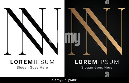 Luxury Initial NN Monogram Text Letter Logo Design Stock Vector