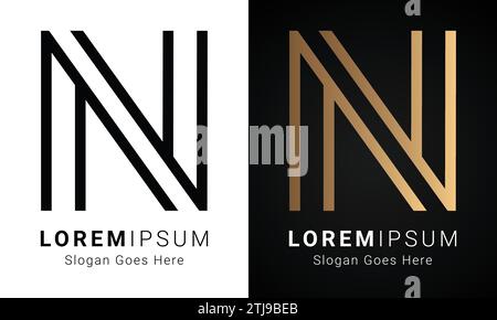 Luxury Initial NN Monogram Text Letter Logo Design Stock Vector