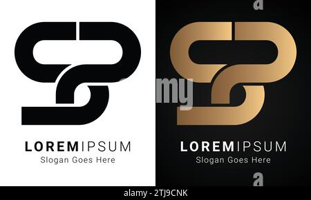 Luxury Initial SP or PS Monogram Text Letter Logo Design Stock Vector