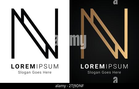 Luxury Initial NN Monogram Text Letter Logo Design Stock Vector