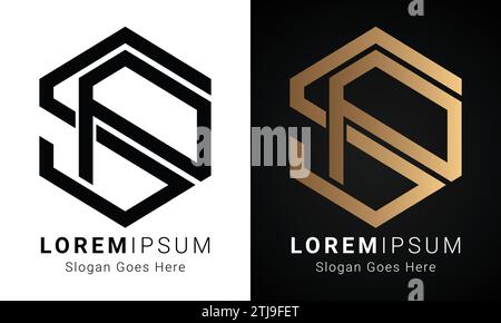 Luxury Initial SP or PS Monogram Text Letter Logo Design Stock Vector