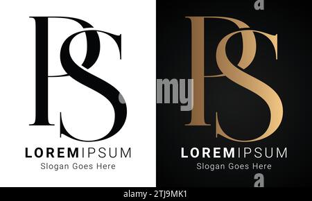 Luxury Initial SP or PS Monogram Text Letter Logo Design Stock Vector
