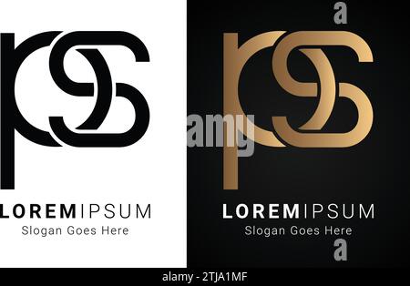 Luxury Initial SP or PS Monogram Text Letter Logo Design Stock Vector