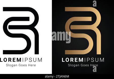 Luxury Initial RS or SR Monogram Text Letter Logo Design Stock Vector