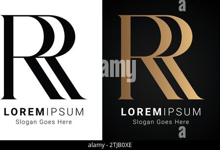 Luxury Initial RR Monogram Text Letter Logo Design Stock Vector