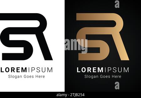 Luxury Initial RS or SR Monogram Text Letter Logo Design Stock Vector