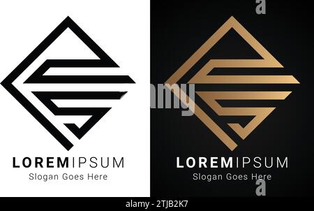 Luxury Initial RS or SR Monogram Text Letter Logo Design Stock Vector