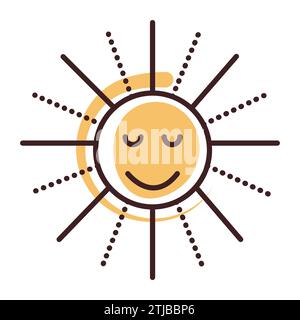 Cute groovy sun, the symbol of summer, vector color illustration Stock Vector