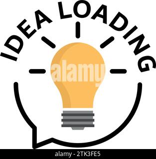 Idea loading message bubble in circle with lightbulb emblem. Great idea, innovation and creativity. Vector Illustration - High Resolution Illustration Stock Vector