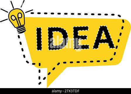 Idea message bubble design with light bulb and rays. Logo design. Vector Illustration - High Resolution Illustration Stock Vector