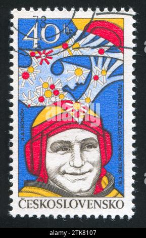 CZECHOSLOVAKIA - CIRCA 1977: stamp printed by Czechoslovakia, shows Alexei Leonov, circa 1977 Stock Photo