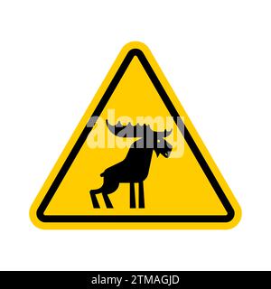 Attention Elk sign. Deer Caution! Road danger sign Stock Vector