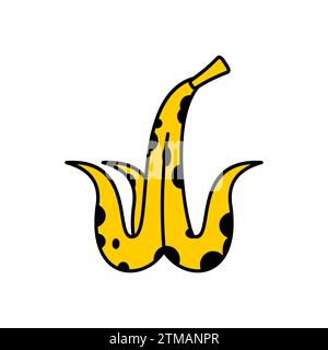 Banana peel isolated. Old rotten banana peel. Stock Vector