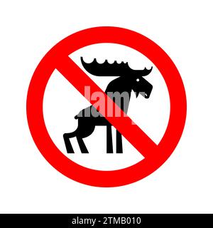 Stop Elk. ban Deer. Red prohibition sign Stock Vector