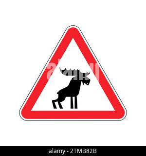 Attention Elk sign. Deer Caution! Road danger sign Stock Vector