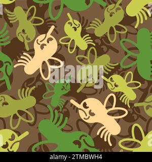 Mosquito Military Pattern seamless. Gnat Soldierly and protective Background. Small insect Army fabric ornament Stock Vector
