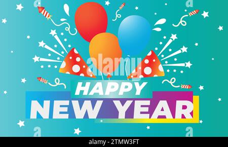 Happy new year modern artistic design poster or flyer Stock Vector