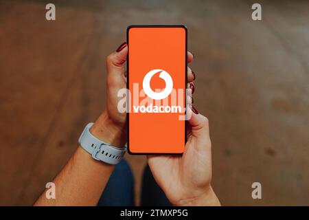 Brazil. 20th Dec, 2023. In this photo illustration, the Vodacom logo is displayed on a smartphone screen. (Photo by Rafael Henrique/SOPA Images/Sipa USA) *** Strictly for editorial news purposes only *** Credit: Sipa USA/Alamy Live News Stock Photo