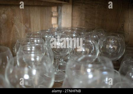 Time-Worn Elegance: Unearthing Vintage Goblets and Tumblers Stock Photo