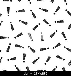 Exclamation mark seamless pattern. Repeating important patern. Black simple attention marks on white sample background. Repeated modern wallpaper Stock Vector