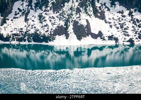 Pristine Garibaldi reflects the transition from winter to spring Stock Photo