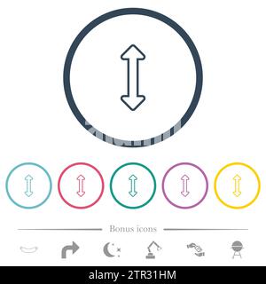 Resize vertical outline flat color icons in round outlines. 6 bonus icons included. Stock Vector