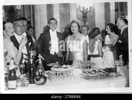 Rome. 1935. Reception on the eve of the wedding of Don Juan and Doña María de las Mercedes. Credit: Album / Archivo ABC Stock Photo