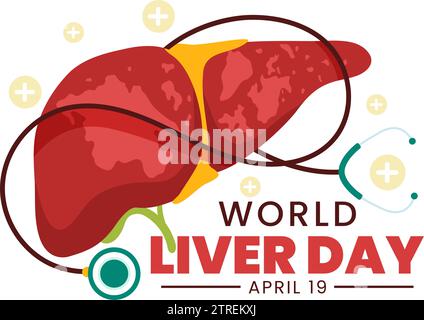 World Liver Day Vector Illustration on April 19th to Raise Global Awareness of Hepatitis and Healthy in Flat Cartoon Background Design Stock Vector