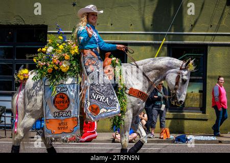 Portland, Oregon, USA - June 10, 2023:  in the Grand Floral Parade, during Portland Rose Festival 2023. Stock Photo