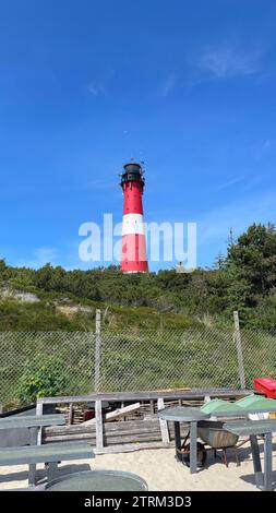 Vibrant lighthouse standing guard on a sunny day Stock Photo