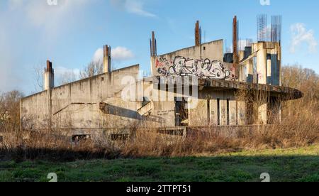 Abandoned unfinished sport stadium construction site in Zvolen.Slovakia. Stock Photo