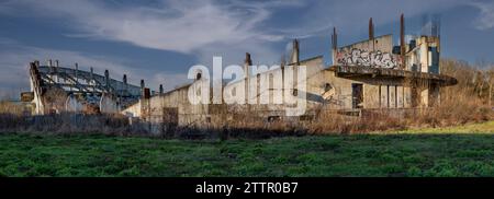 Abandoned unfinished sport stadium construction site in Zvolen.Slovakia. Stock Photo