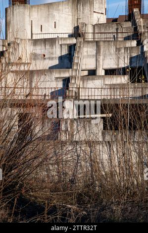 Abandoned unfinished sport stadium construction site in Zvolen.Slovakia. Stock Photo