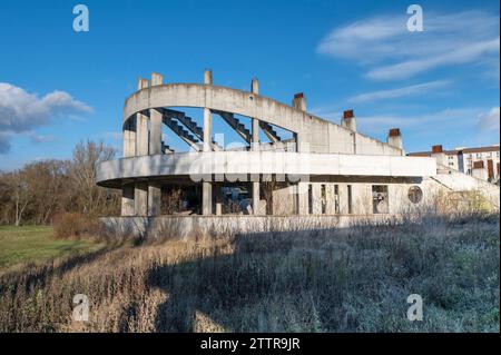 Abandoned unfinished sport stadium construction site in Zvolen.Slovakia. Stock Photo