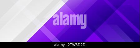 Purple and gray diagonal line footer design. Abstract horizontal sport background. Wide sporty banner template for presentation, footer, header, poster. Gradient geometric shape wallpaper. Vector Stock Vector