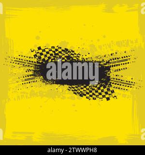 Sport flag grunge yellow tires Stock Vector