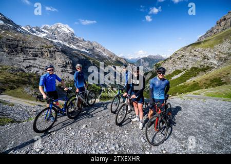 Road cycling at Stelvio Pass near Bormio, Italy Stock Photo