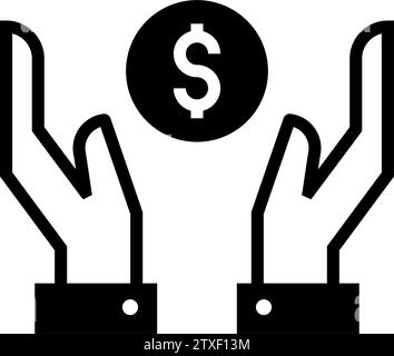 saving dollar glyph icon isolated, marketing , planning Stock Vector