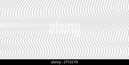 White paper refracted curved waves. Abstract light grey smooth elegant wavy background. Vector geometric design Stock Vector