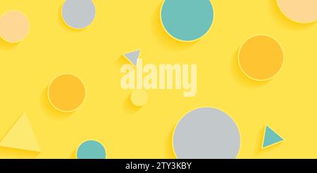 Minimal pastel background with geometric circles and triangles. Vector design Stock Vector