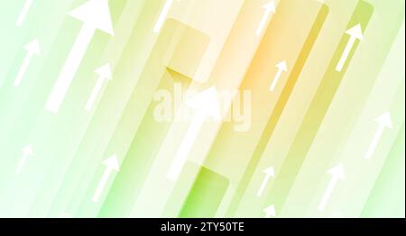 Light green orange striped abstract geometric tech background with arrows. Vector design Stock Vector