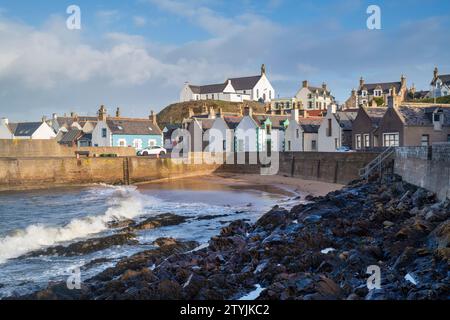 Findochty Harbour in winter. Findochty, Moray, Scotland Stock Photo