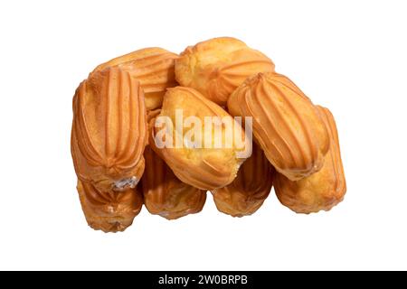 Sweet eclairs isolated on a white background. Top view. Stock Photo