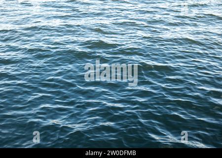 Rough seas water surface waves. Lake water, deep blue, no people. Stock Photo
