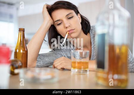 young woman alcoholic social problems concept Stock Photo